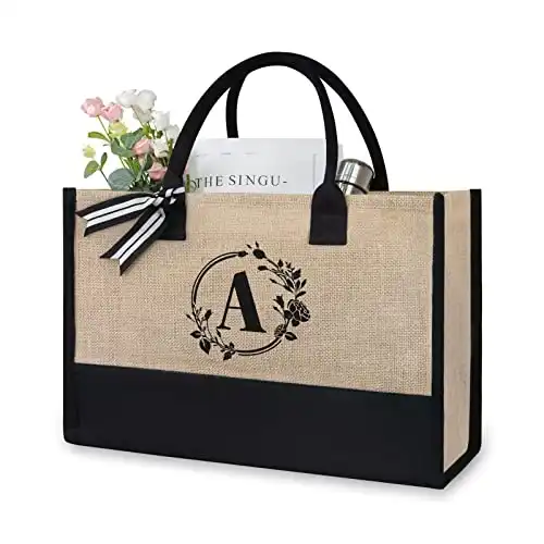 Personalized Initial Jute/Canvas Tote Bag