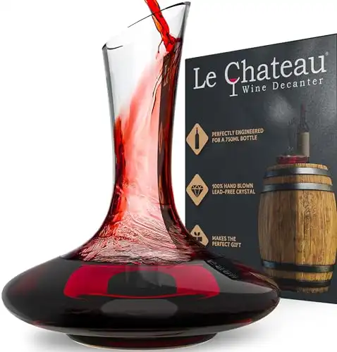 Elegant Wine Decanter with Aerator - Hand Blown Crystal Glass, 750ml