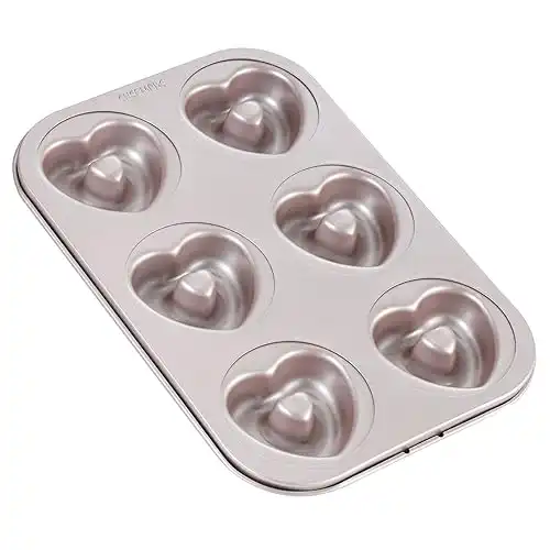 Donut Mold Cake Pan, 6-Cavity Non-Stick Heart-Shaped Bakeware