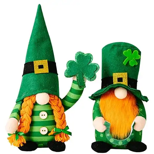 St Patricks Day Gnomes Decorations, 2 Pack Handmade