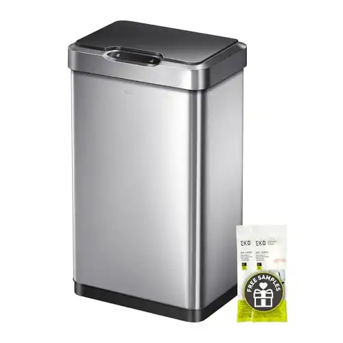 EKO Mirage-T 50 Liter / 13.2 Gallon Touchless Rectangular Motion Sensor Trash Can