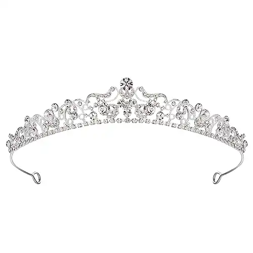 Silver Wedding Tiara, Rhinestone Bridal Crown