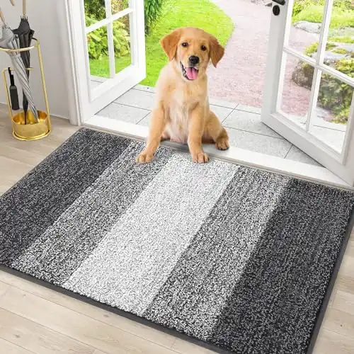 Smiry Dog Door Mat, Non-Slip Backing, (30x20 Inches, Grey)