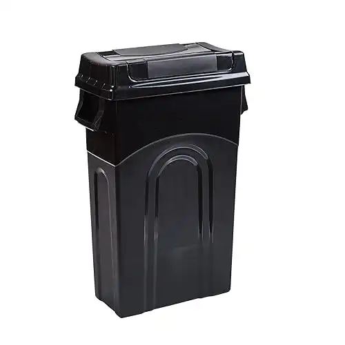 United Solutions Highboy Waste Container with Swing Lid, 23 Gallon, Slim Profile, Handles for Easy Carrying, Black (Pack of 1)