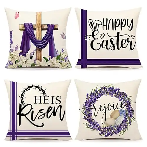 He is Risen Easter Pillow Covers 18 x 18 (Set of 4)