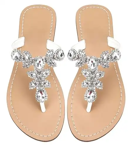 Rhinestone Sandals, Women's Flat Sandals