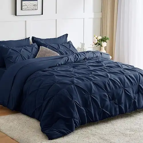 Navy Blue Comforter - 7 Pieces, Pintuck