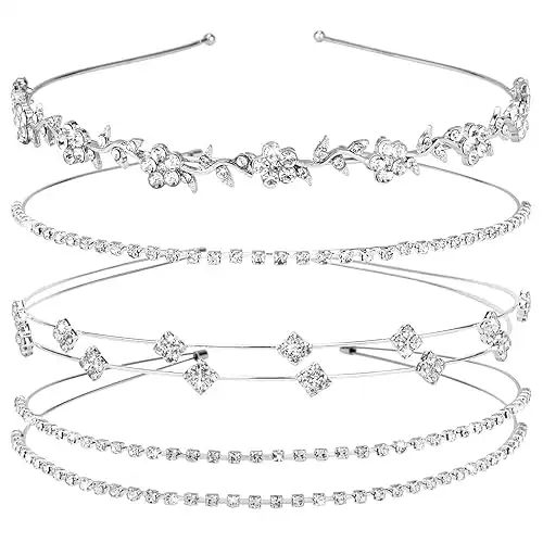 Rhinestone Headband Silver Bridal Wedding Headband Crystal Flower
