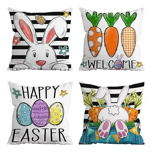 Decorative Easter Pillow Covers 18x18 - Set of 4