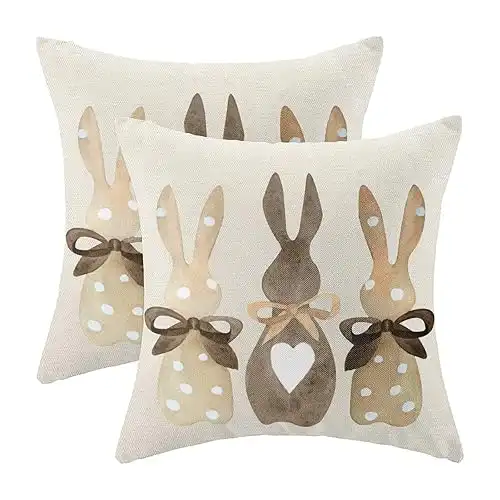 Vintage Polka Dot Easter Pillow Covers 18 x 18 Inch - Set of 2