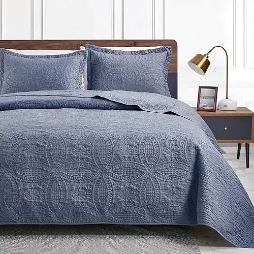 Soft Bed Summer Quilt Lightweight Microfiber Bedspread All Season - 3 Piece (1 Quilt, 2 Pillow Shams)