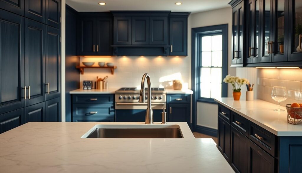 navy blue kitchen cabinets