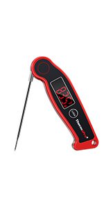 Digital meat thermometer reading turkey temperature