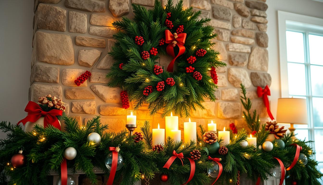 Christmas mantel decor