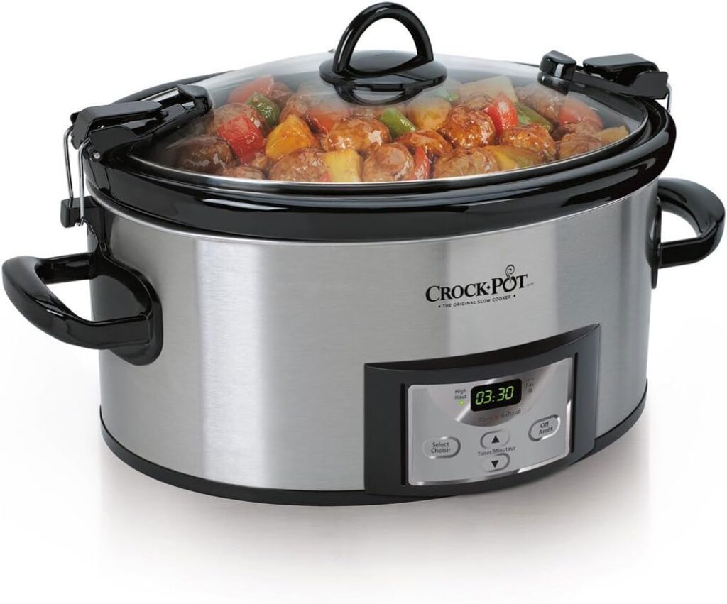 Slow cookers keeping mashed potatoes and stuffing warm